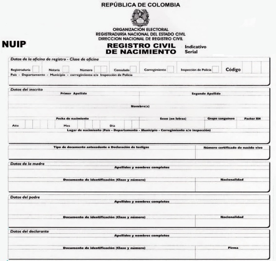 registro civil de nacimiento